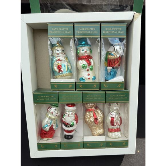 Vintage 1990’s Set of 7 Glass Kurt Adler Traditional Glass Christmas Ornaments - Picture 1 of 16